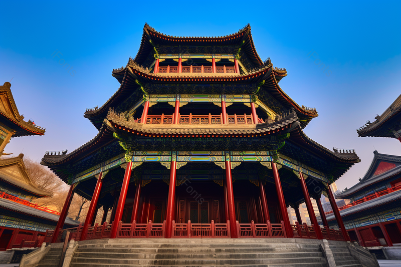 中国风中式古建筑风景风光大气旅游风景区出游清晰的摄影图高清的图片蓝天古楼雕花传统古建筑,高清,摄影图,摄影图片,图片大全,摄影图免费下载